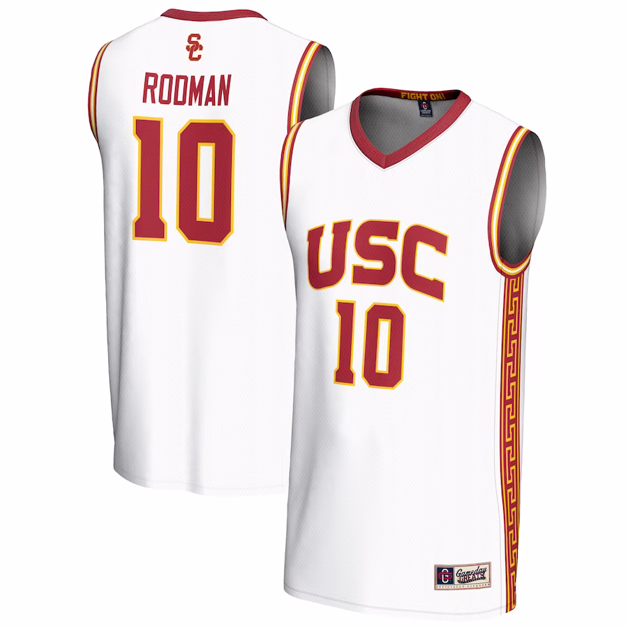 DJ Rodman USC Trojans GameDay Greats  NIL Lightweight Fashion Player Basketball Jersey – White - SUjersey01