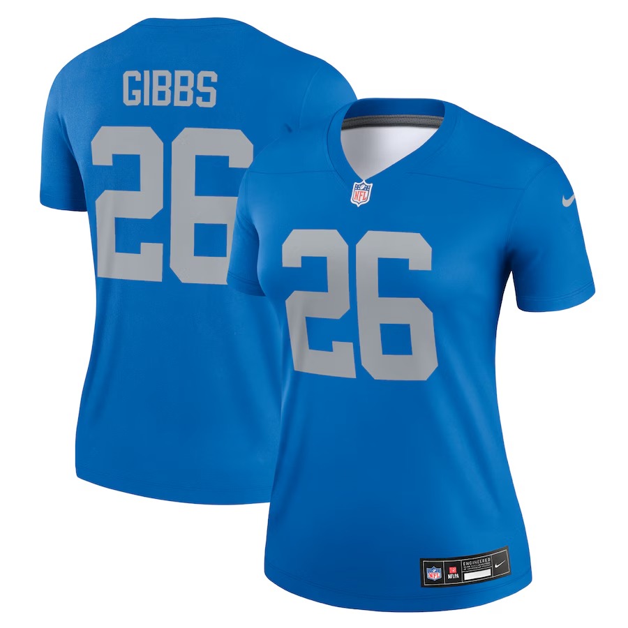 Women's Detroit Lions Jahmyr Gibbs Nike Blue Alternate Legend Player Performance Top - SUjersey01