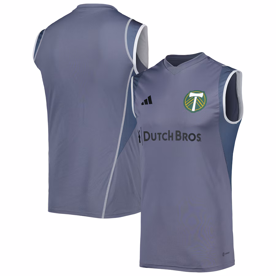 Men's Portland Timbers adidas Gray 2023 On-Field Sleeveless Training Jersey - SUjersey01