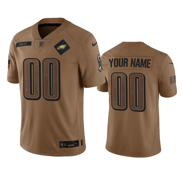 Men's Philadelphia Eagles Active Player Custom 2023 Brown Salute To Setvice Limited Football Stitched Jersey - SUjersey01