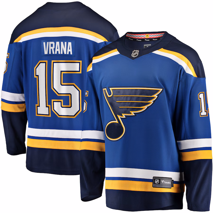 Men's St. Louis Blues Jakub Vrana Fanatics Blue Home Breakaway Jersey - SUjersey01