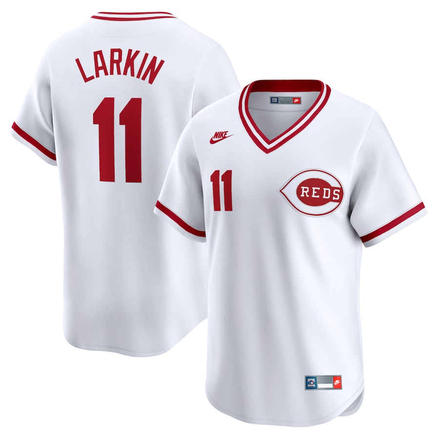 Men's Cincinnati Reds Barry Larkin Nike White Throwback Cooperstown Limited Jersey - SUjersey01