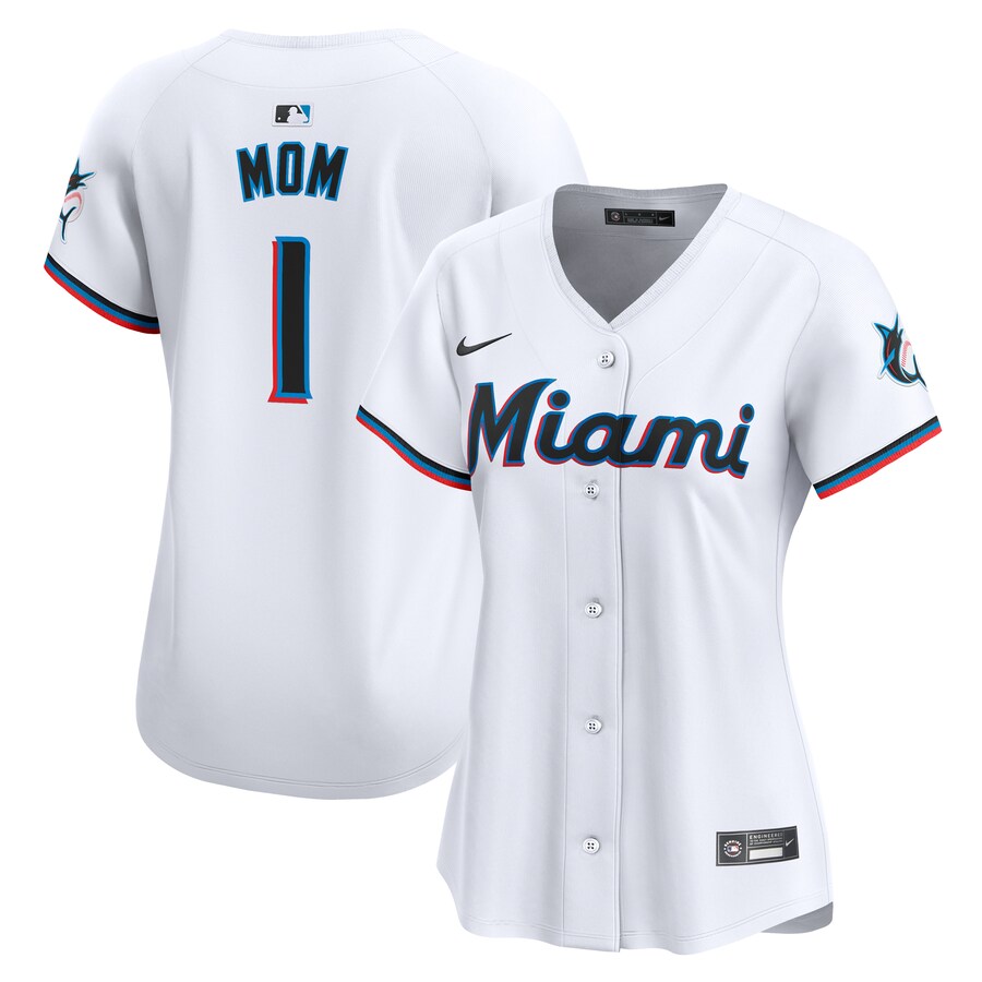 Women's Miami Marlins Nike White #1 Mom Home Limited Jersey - SUjersey01