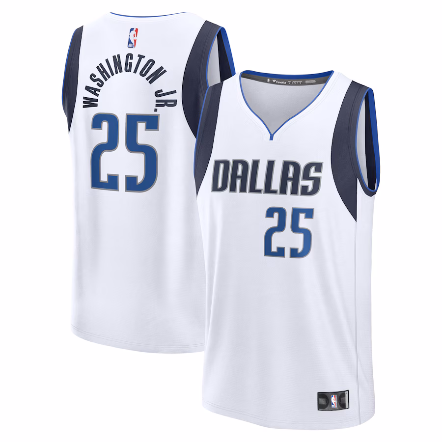 Youth Dallas Mavericks PJ Washington Jr. Fanatics White Fast Break Player Jersey - Association Edition - SUjersey01