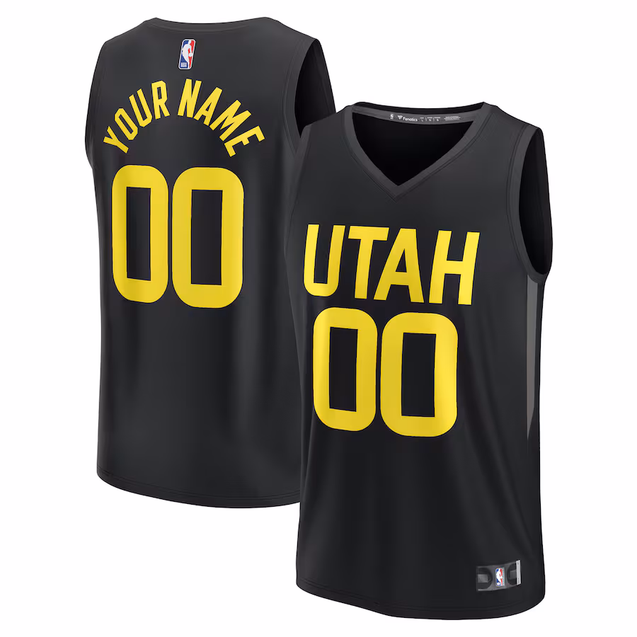Youth Utah Jazz  Fanatics Black Fast Break Replica Custom Jersey - Statement Edition - SUjersey01