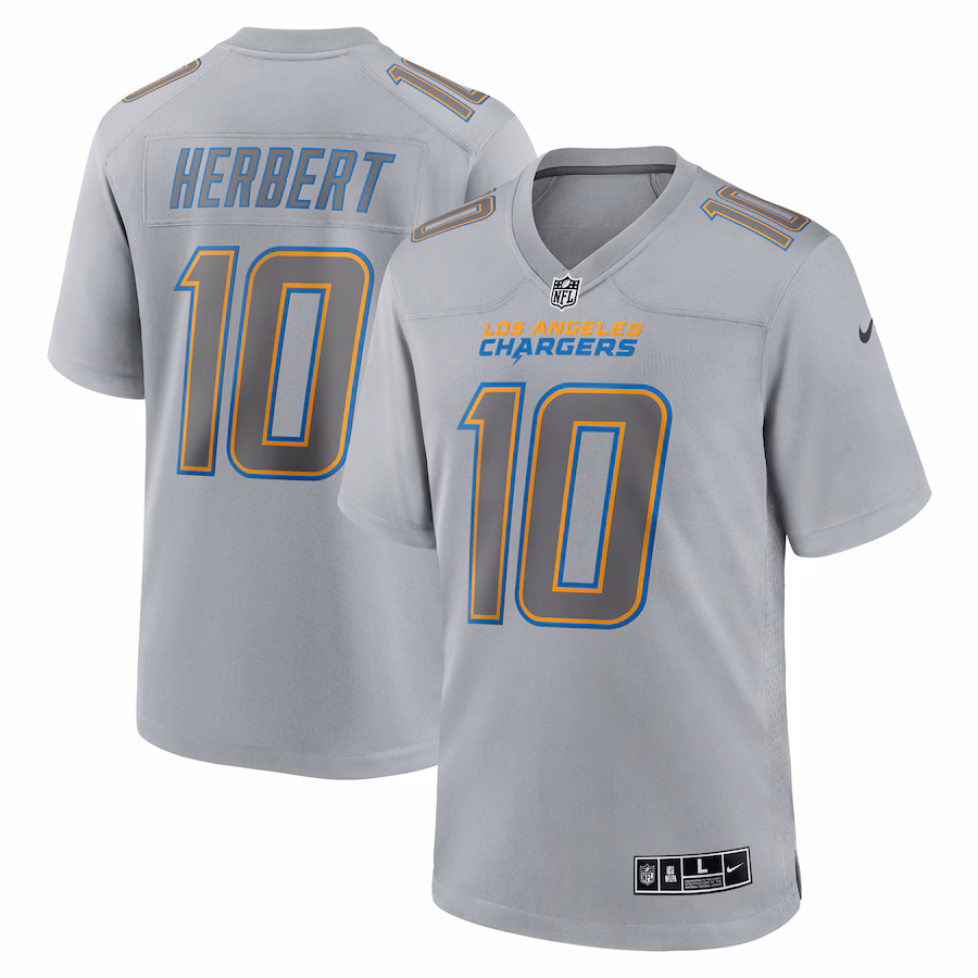 Men's Los Angeles Chargers Justin Herbert Nike Gray Atmosphere Fashion Game Jersey - SUjersey01