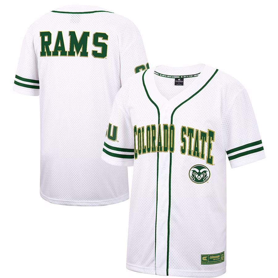 Colorado State Rams Colosseum Free Spirited Mesh Button-Up Baseball Jersey - White - SUjersey01