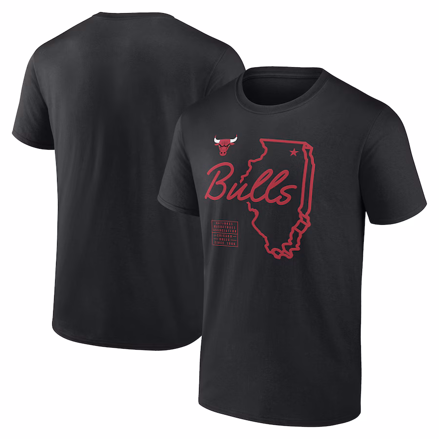 Men's Chicago Bulls Black Announcer T-Shirt - SUjersey01