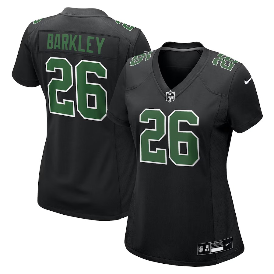 Women's Philadelphia Eagles Saquon Barkley Nike Carbon Black/Kelly Green Fashion Game Jersey - SUjersey01
