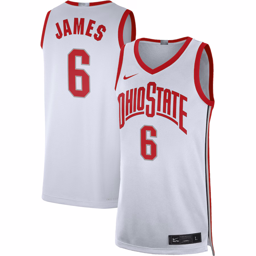 Men's Nike LeBron James White Ohio State Buckeyes Limited Basketball Jersey - SUjersey01