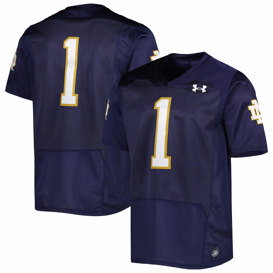 Men's Under Armour #1 Navy Notre Dame Fighting Irish Premier Limited Jersey - SUjersey01