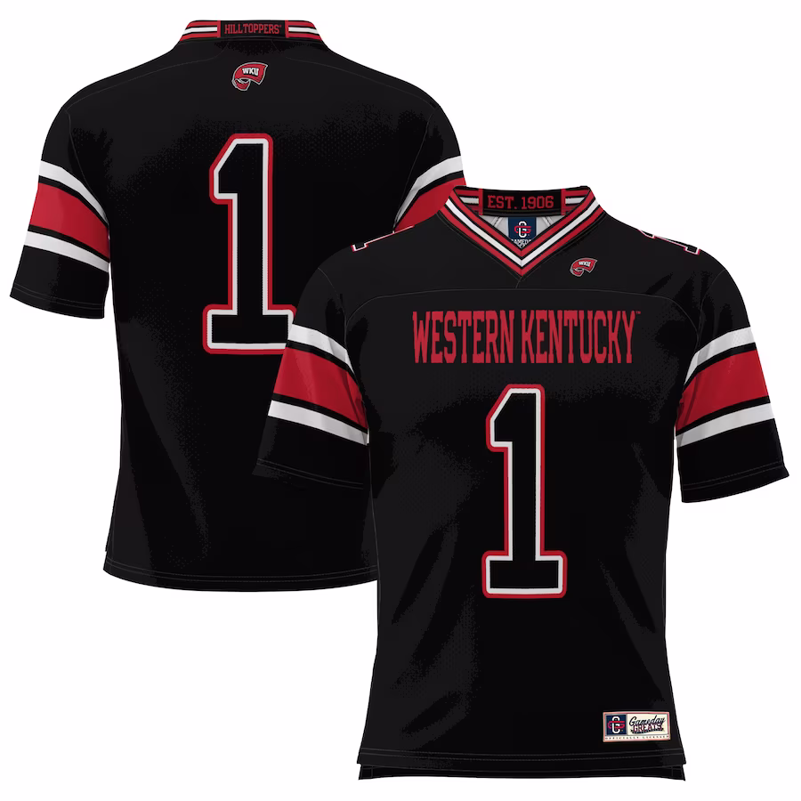 #1 Western Kentucky Hilltoppers GameDay Greats Endzone Football Jersey - Black - SUjersey01