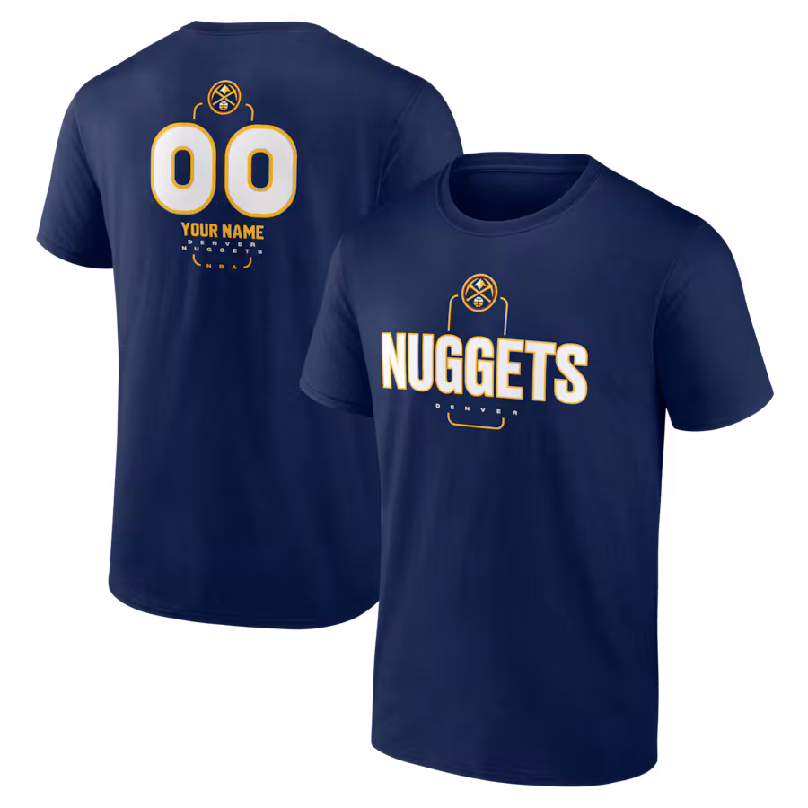 Men's Denver Nuggets Navy Personalized Name & Number Midfielder T-Shirt - SUjersey01