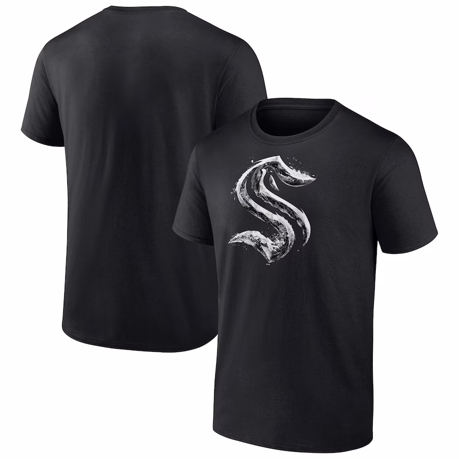 Men's Seattle Kraken Black Iced Out T-Shirt - SUjersey01