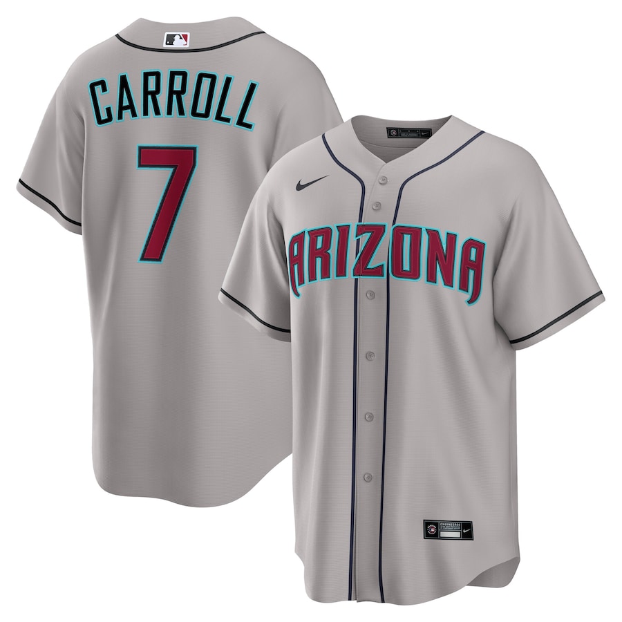 Men's Arizona Diamondbacks Corbin Carroll Nike Gray Road Replica Jersey - SUjersey01
