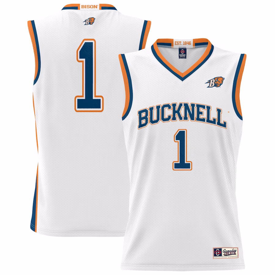 #1 Bucknell Bison GameDay Greats Youth Lightweight Basketball Jersey - White - SUjersey01
