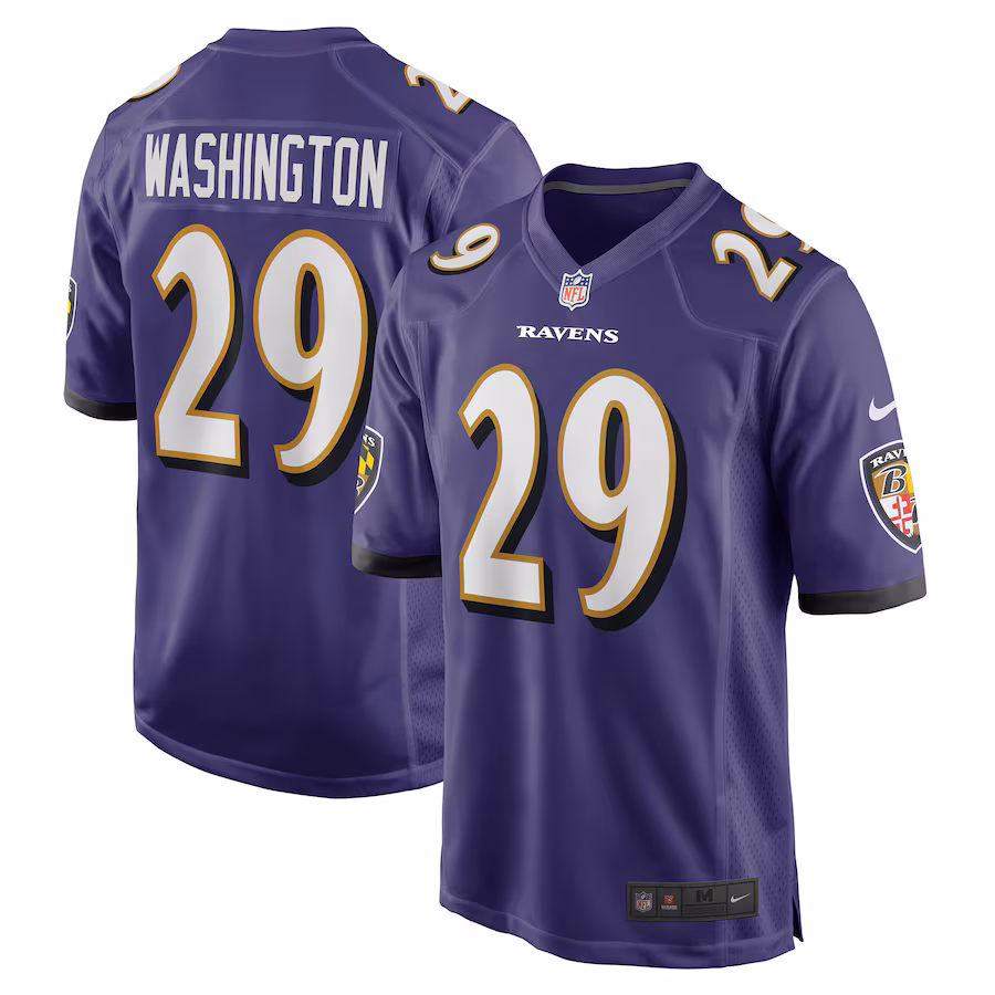 Men's Baltimore Ravens Ar'Darius Washington Nike Purple Player Game Jersey - SUjersey01