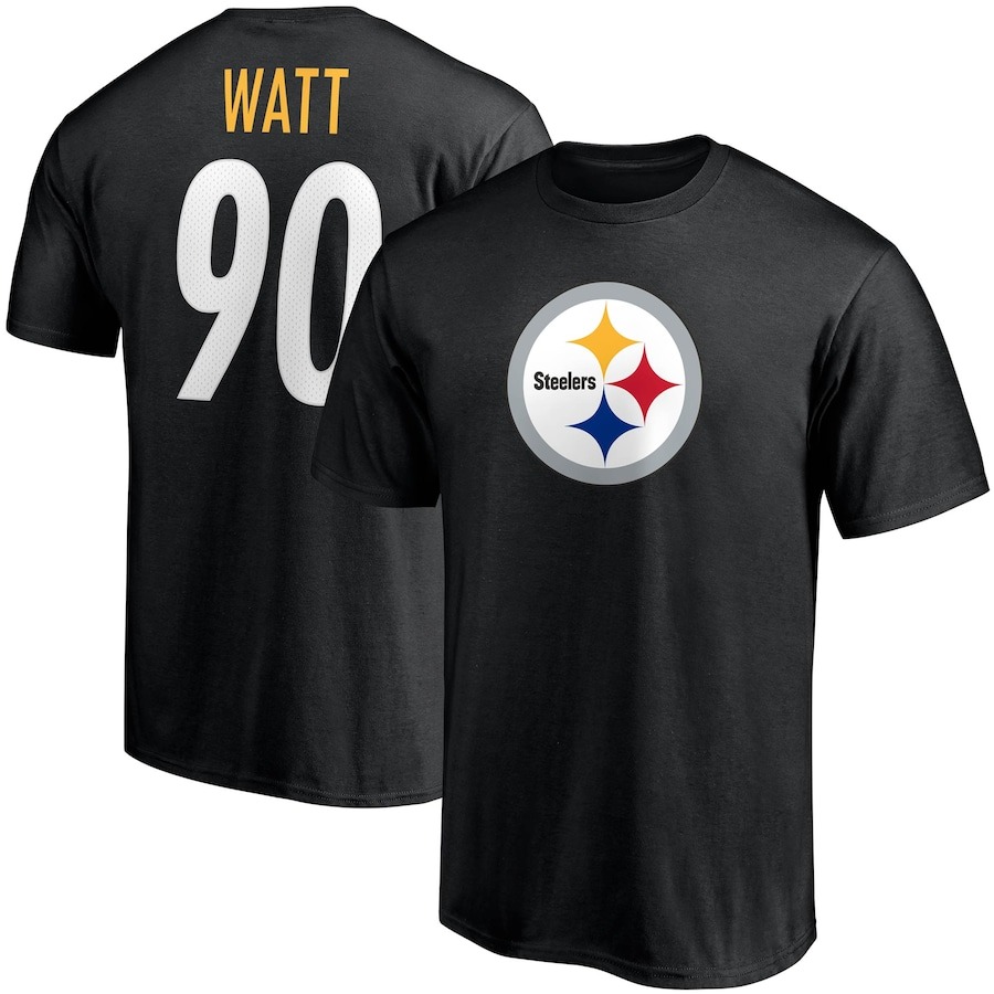 Men's Pittsburgh Steelers T.J. Watt Fanatics Black Player Icon Name & Number T-Shirt - SUjersey01