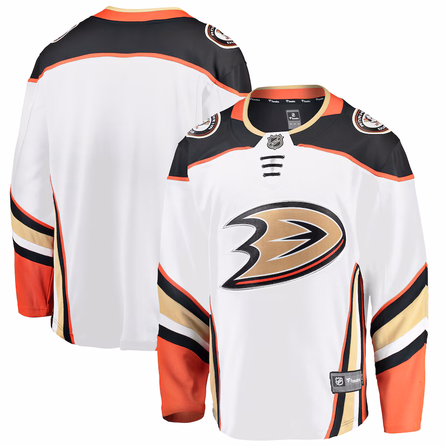 Men's Anaheim Ducks Fanatics White Breakaway Away Jersey - SUjersey01