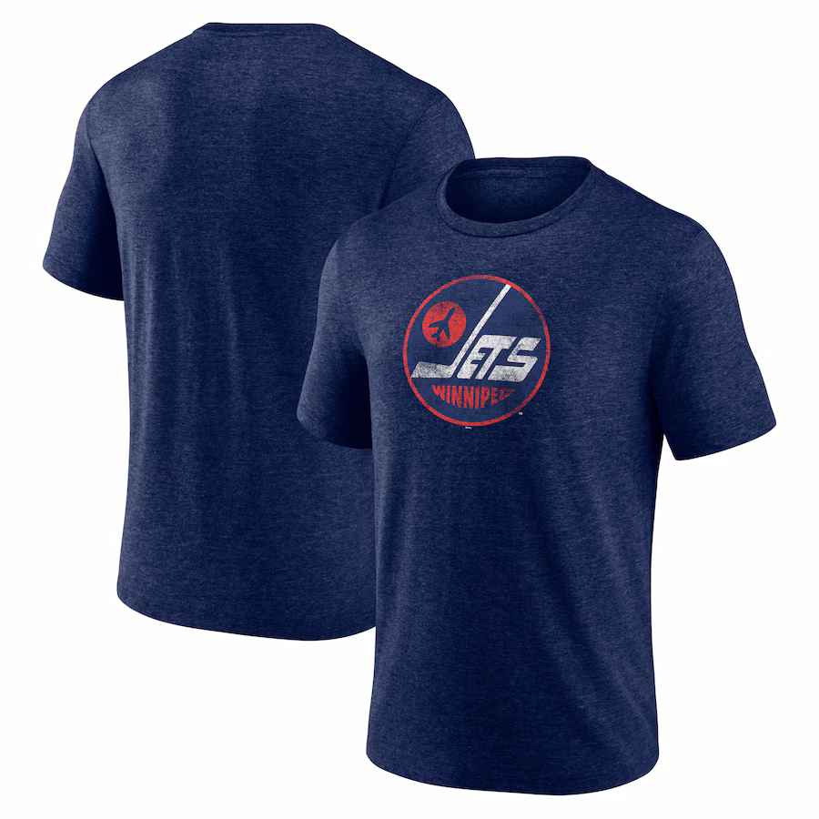 Men's Winnipeg Jets Navy Alternate Logo Tri-Blend T-Shirt - SUjersey01