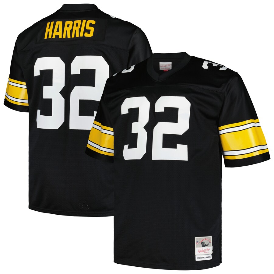 Men's Pittsburgh Steelers Franco Harris Mitchell & Ness Black Big & Tall 1976 Legacy Retired Player Jersey - SUjersey01