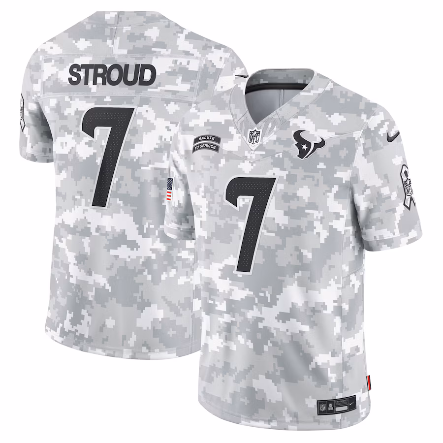 Men's Houston Texans C.J. Stroud Nike Arctic Camo 2024 Salute to Service Limited Jersey - SUjersey01
