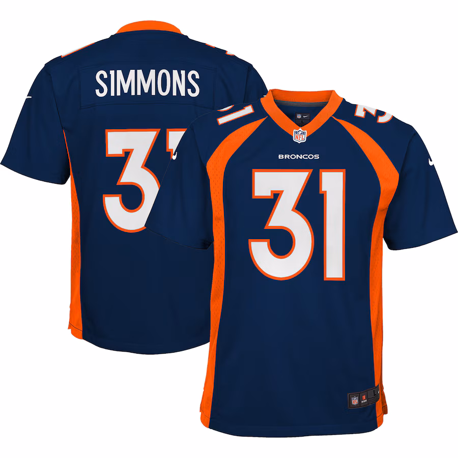 Youth Denver Broncos Justin Simmons Nike Navy Game Jersey - SUjersey01