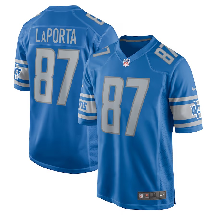 Men's Detroit Lions Sam LaPorta Nike Blue Team Game Jersey - SUjersey01