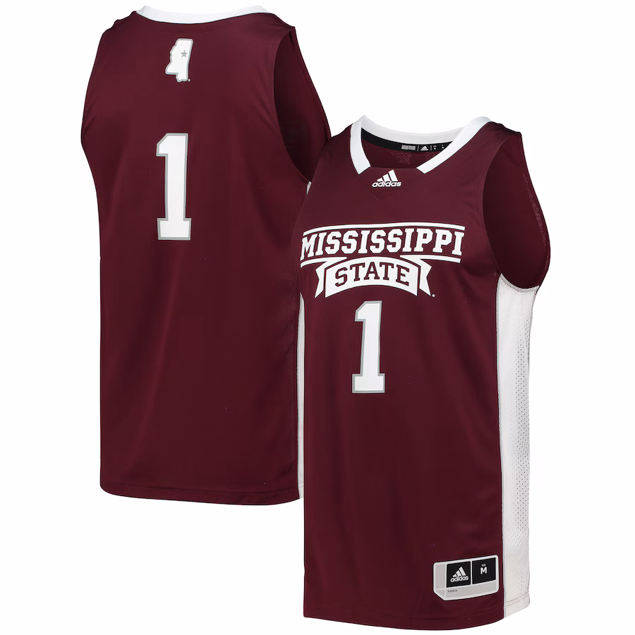 Men's adidas #1 Maroon Mississippi State Bulldogs Team Swingman Basketball Jersey - SUjersey01