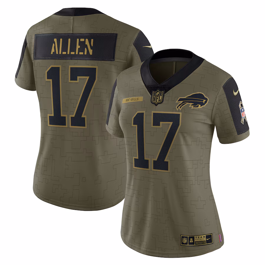 Women's Buffalo Bills Josh Allen Nike Olive 2021 Salute To Service Limited Player Jersey - SUjersey01