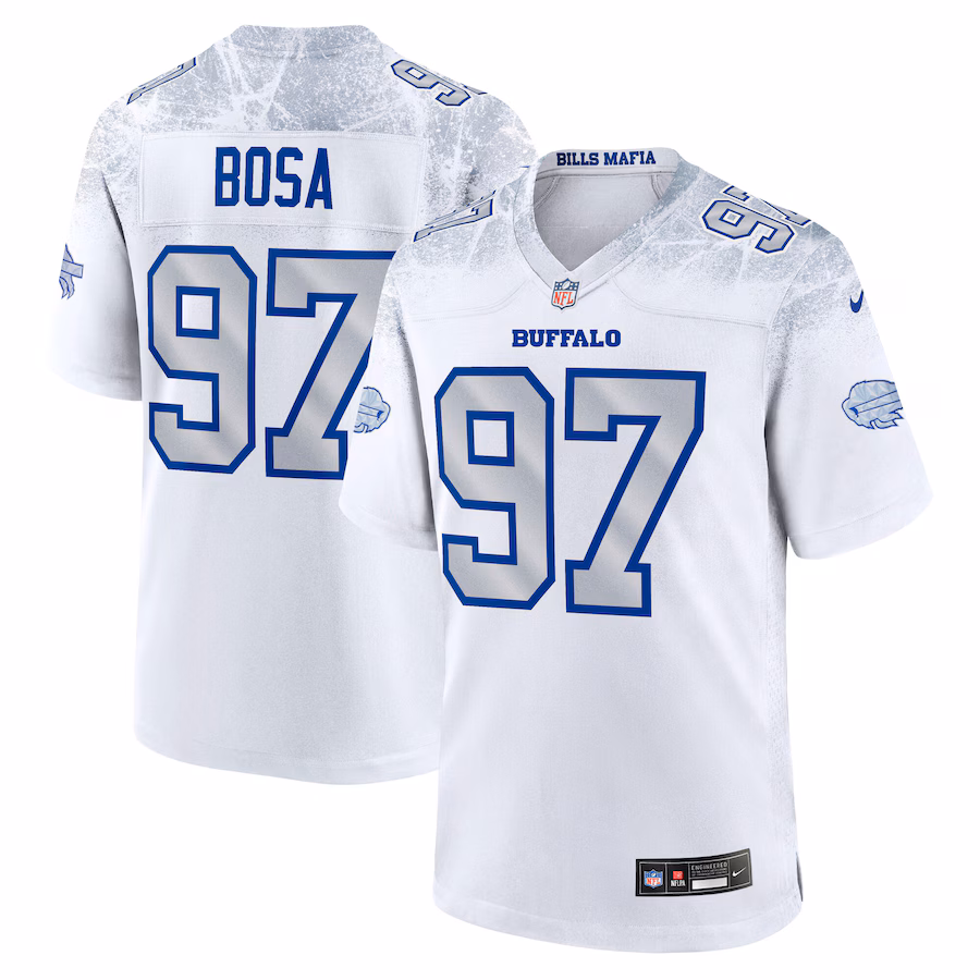 Men's Buffalo Bills Joey Bosa Nike White 2025 Rivalries Collection Game Jersey - SUjersey01