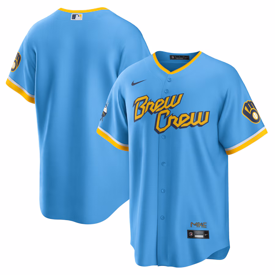 Men's Milwaukee Brewers Nike Powder Blue City Connect Replica Team Jersey - SUjersey01