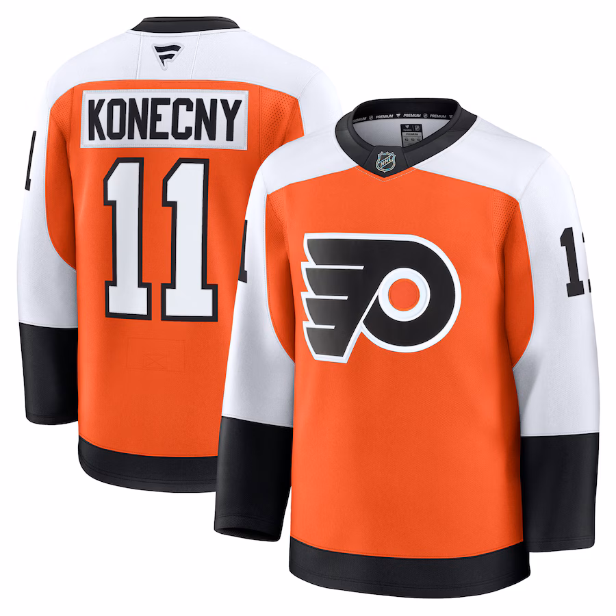 Men's Philadelphia Flyers Travis Konecny Fanatics Burnt Orange Home Premium Jersey - SUjersey01