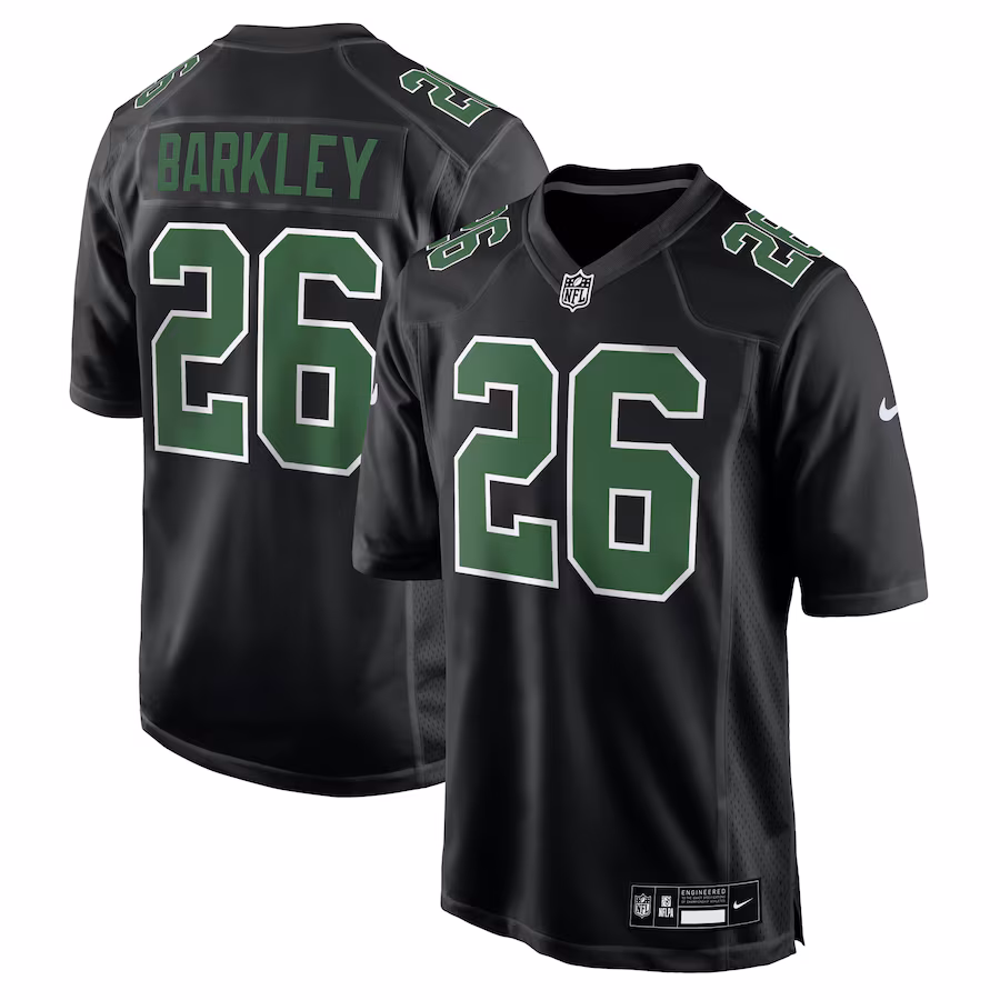 Men's Philadelphia Eagles Saquon Barkley Nike Carbon Black/Kelly Green  Fashion Game Jersey - SUjersey01