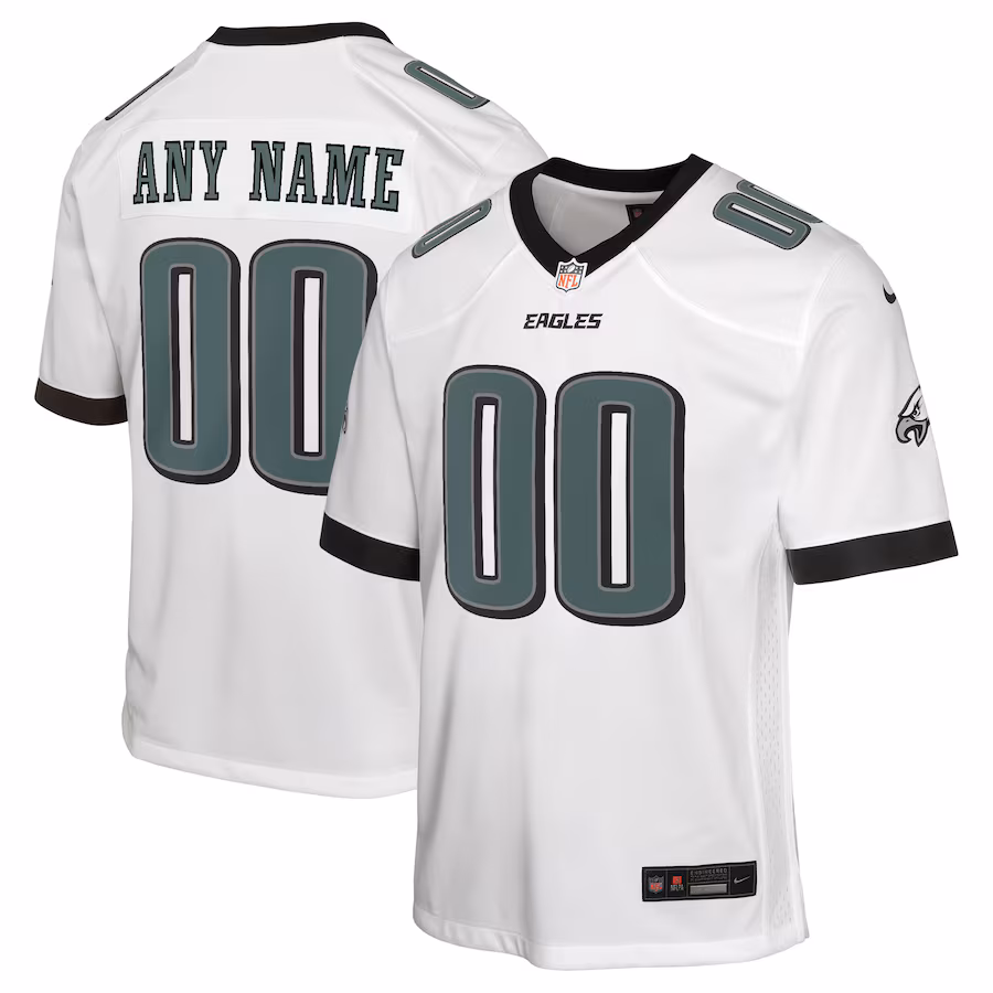 Youth Philadelphia Eagles Nike White Custom Game Jersey - SUjersey01