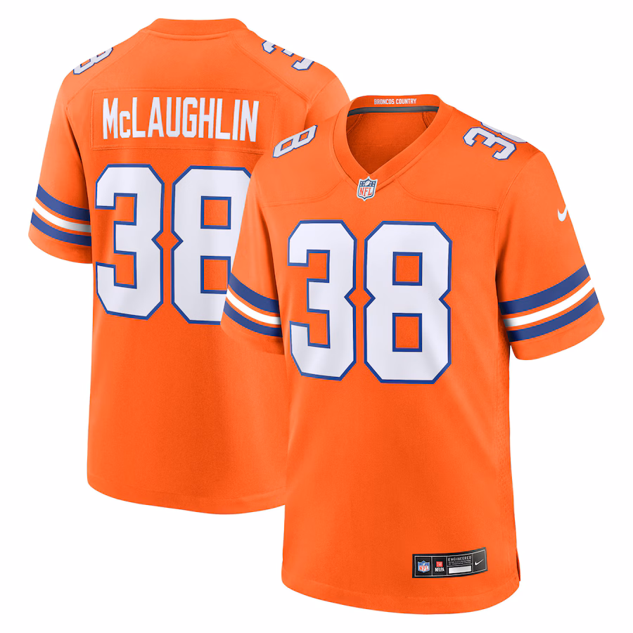 Men's Denver Broncos Jaleel McLaughlin Nike Orange Mile High Collection 1977 Throwback Player Game Jersey - SUjersey01
