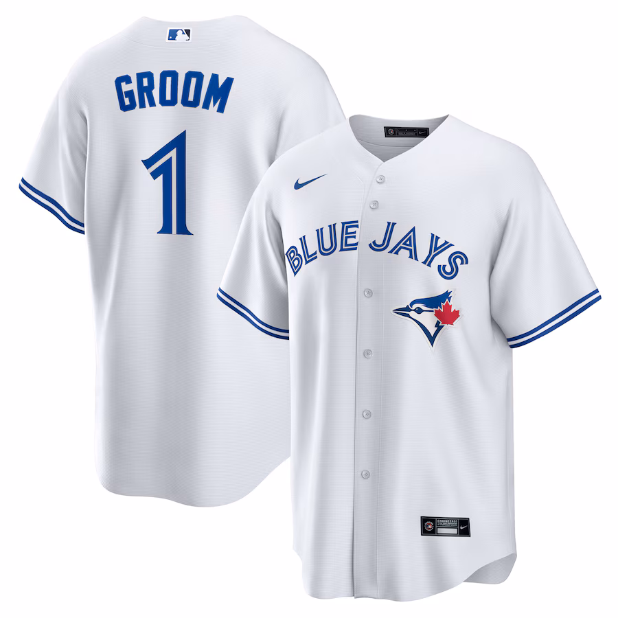 Men's Toronto Blue Jays Nike White #1 Groom Home Replica Jersey - SUjersey01