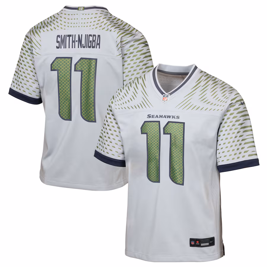 Youth Seattle Seahawks Jaxon Smith-Njigba Nike Wolf Gray 2025 Rivalries Collection Game Jersey - SUjersey01