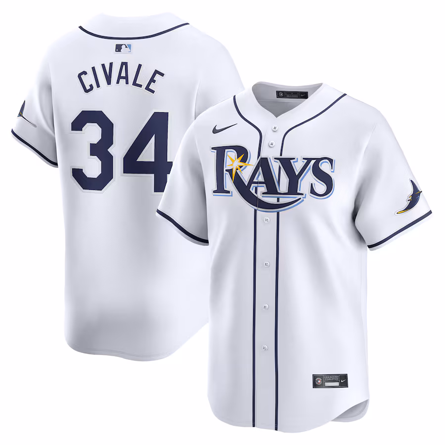 Men's Tampa Bay Rays Aaron Civale Nike White Home Limited Player Jersey - SUjersey01