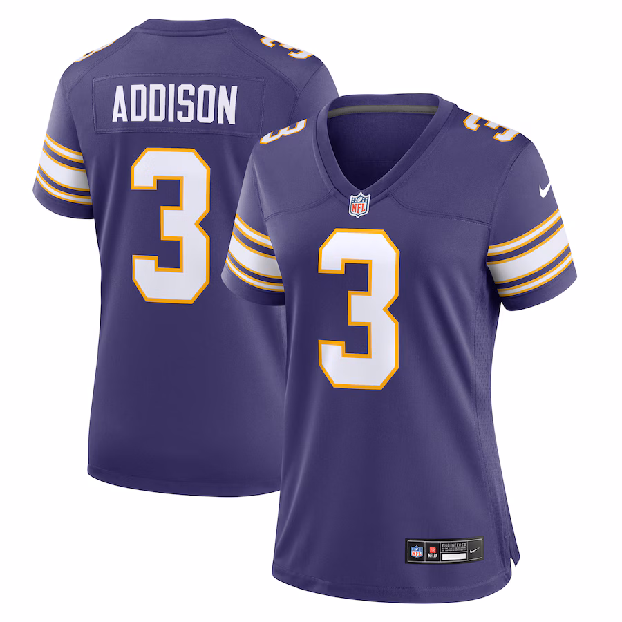 Women's Minnesota Vikings Jordan Addison Nike Purple Classic Player Game Jersey - SUjersey01
