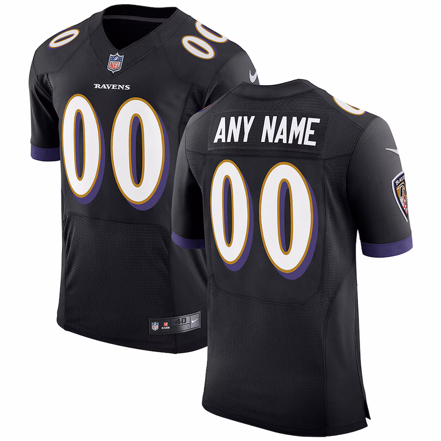 Men's Baltimore Ravens Nike Black Speed Machine Elite Custom Jersey - SUjersey01