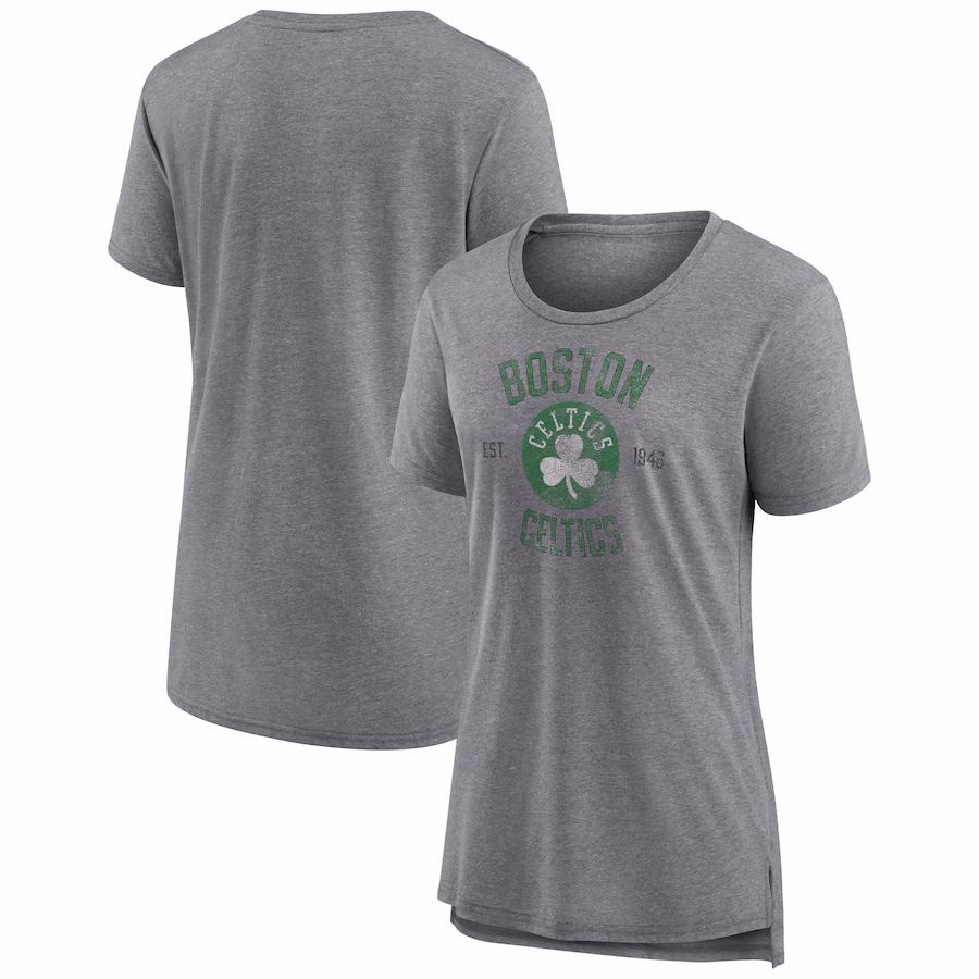 Women's Boston Celtics Heather Gray Heritage Tri-Blend T-Shirt - SUjersey01