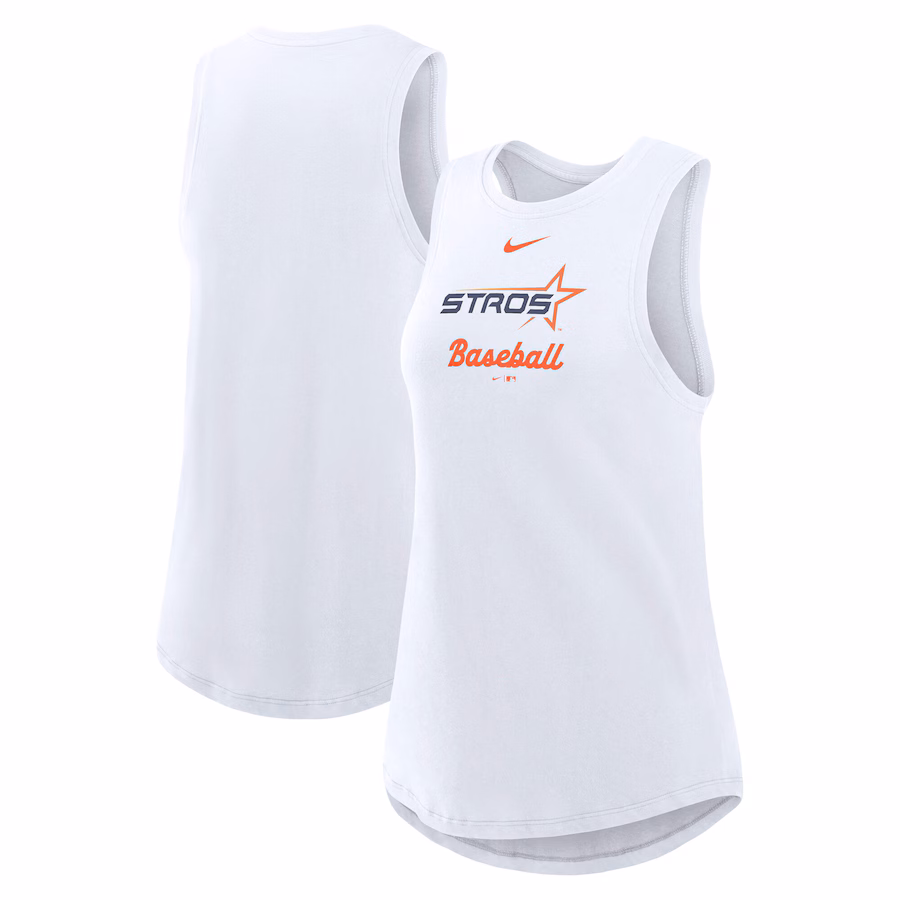 Women's Houston Astros Nike White 2025 City Connect Tri-Code High Neck Performance Tank Top - SUjersey01