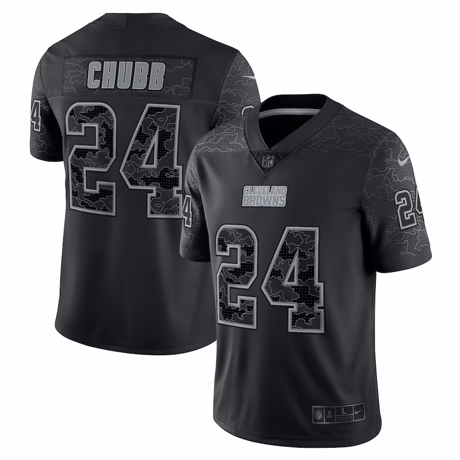 Men's Cleveland Browns Nick Chubb Nike Black RFLCTV Limited Jersey - SUjersey01