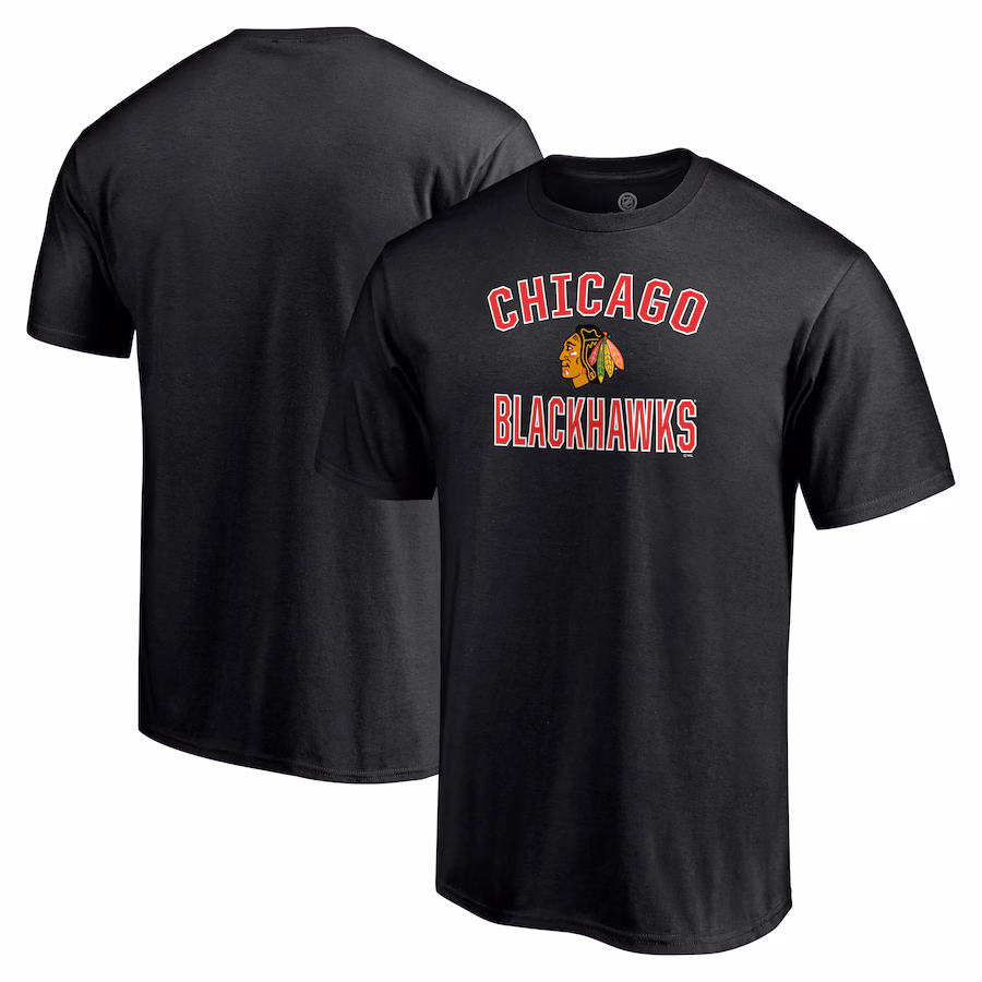 Men's Chicago Blackhawks Black Victory Arch Team T-Shirt - SUjersey01