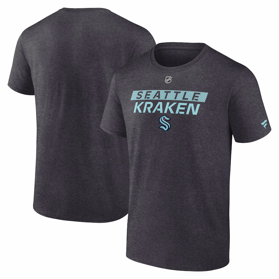 Men's Seattle Kraken Fanatics Heather Charcoal Authentic Pro Core Primary T-Shirt - SUjersey01