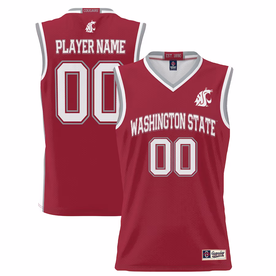 Washington State Cougars GameDay Greats Youth NIL Pick-A-Player Lightweight Basketball Jersey - Crimson - SUjersey01