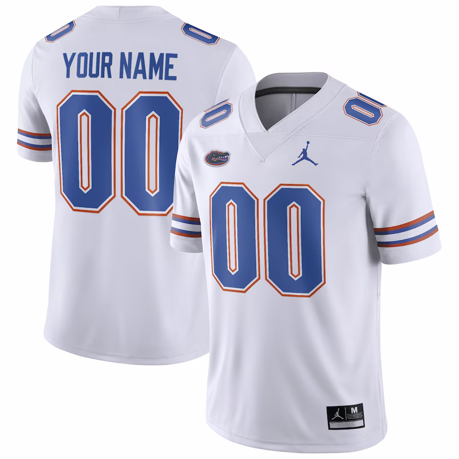 Florida Gators Jordan Brand Football Custom Game Jersey - White - SUjersey01