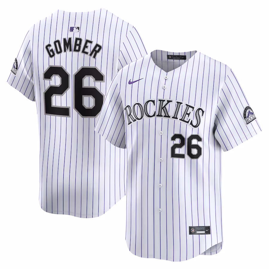 Men's Colorado Rockies Austin Gomber Nike White Home Limited Player Jersey - SUjersey01