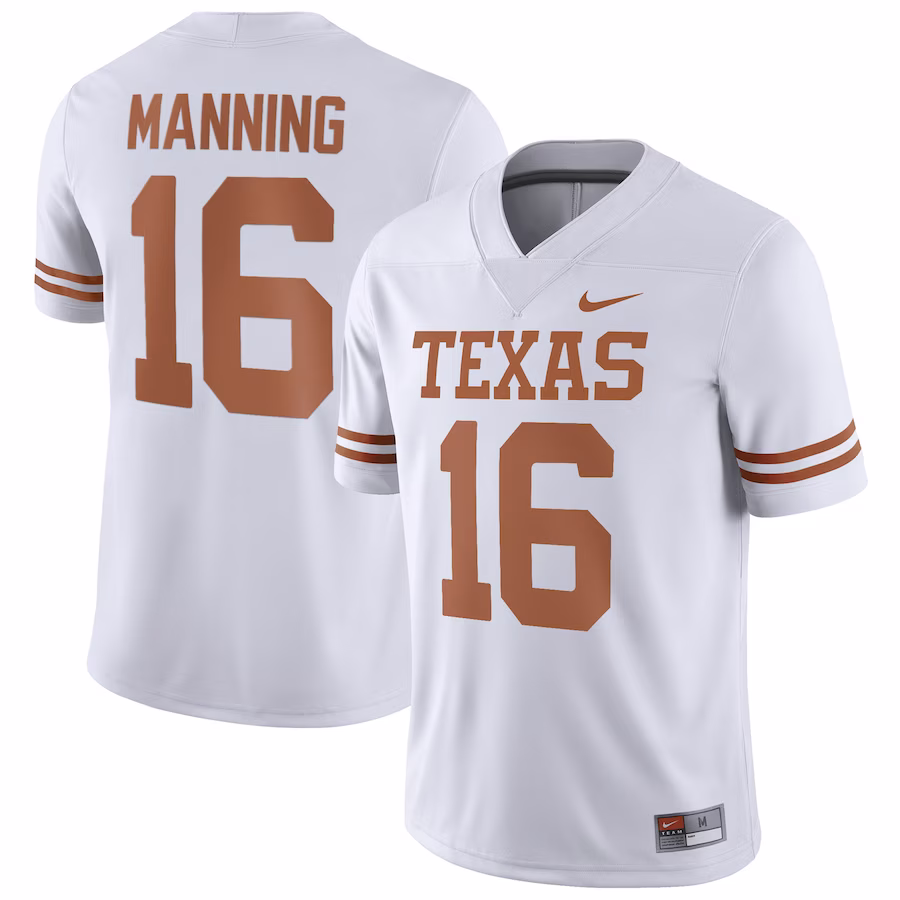 Arch Manning Texas Longhorns Nike NIL Replica Football Jersey - White - SUjersey01